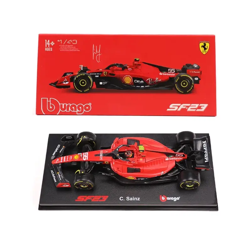 Ferrari Sf-23 #55 Carlos Sainz "Formula One F1 World Championship" (2023) With Display Case "Formula Racing" Series 1/43 Diecast Model Car By Bburago 1