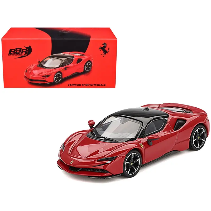 Ferrari Sf90 Rosso Corsa Red With Black Top 1/64 Diecast Model Car By Bbr 1