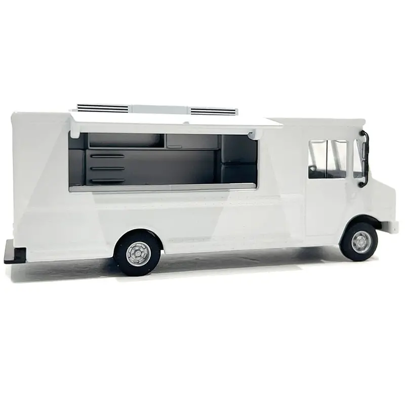 Food Truck Plain White With Graphics 1/64 Diecast Model By American Diorama 1