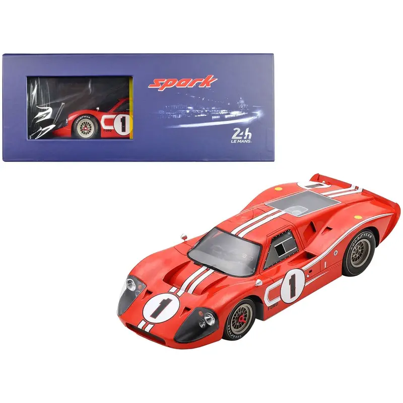 Ford Gt40 Mk Iv #1 Dan Gurney - A. J. Foyt Winner "24 Hours Of Le Mans" (1967) With Acrylic Display Case 1/18 Model Car By Spark 1