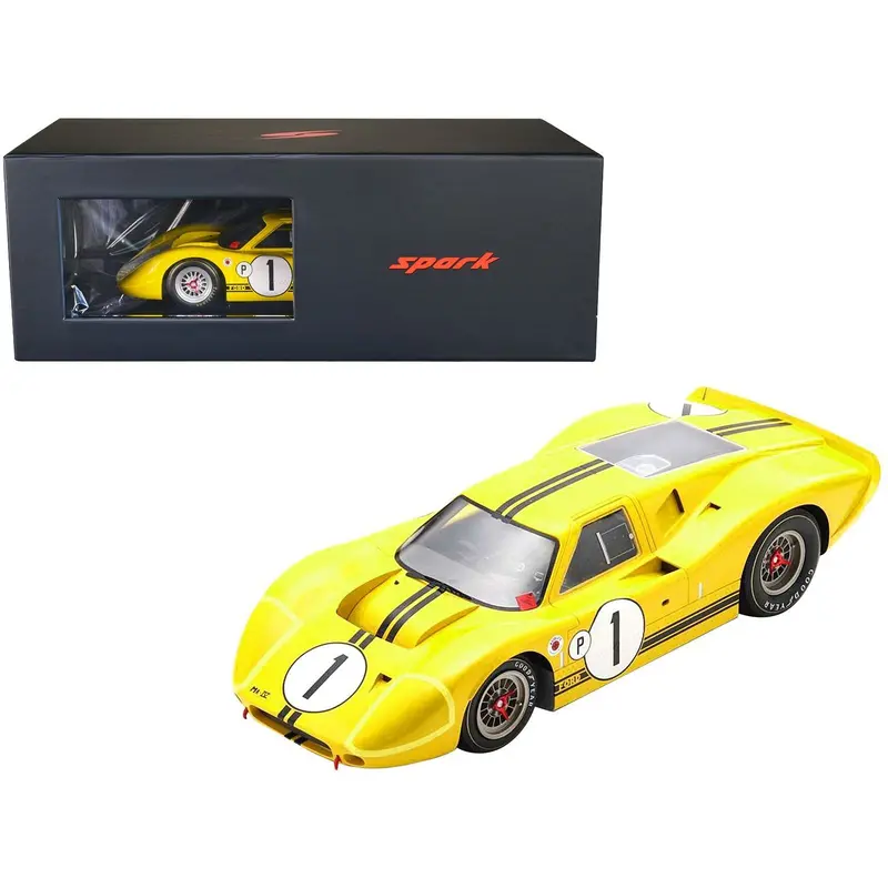 Ford Gt40 Mk Iv #1 Mario Andretti - Bruce Mclaren Winner "Sebring 12 Hours" (1967) With Acrylic Display Case 1/18 Model Car By Spark 1