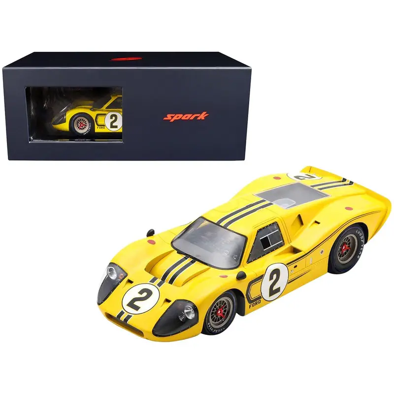 Ford Gt40 Mk Iv #2 Bruce Mclaren - Mark Donohue "24 Hours Of Le Mans" (1967) With Acrylic Display Case 1/18 Model Car By Spark 1