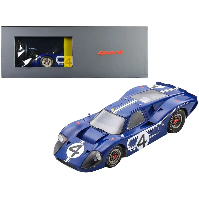 Ford Gt40 Mk Iv #4 Denny Hulme - Lloyd Ruby "24 Hours Of Le Mans" (1967) With Acrylic Display Case 1/18 Model Car By Spark 1
