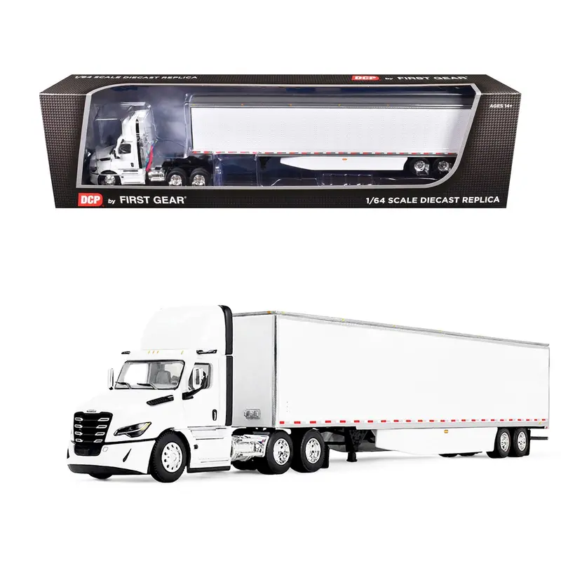 Freightliner Fifth Generation Cascadia Day Cab And 53' Utility Trailer With Skirts White 1/64 Diecast Model By Dcp/First Gear 1