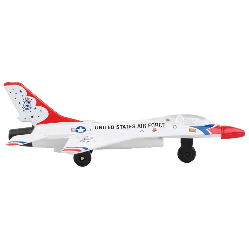 General Dynamics F-16 Fighting Falcon Fighter Aircraft White "United States Air Force Thunderbirds" With Runway 24 Sign Diecast Model Airplane By Runway24 1