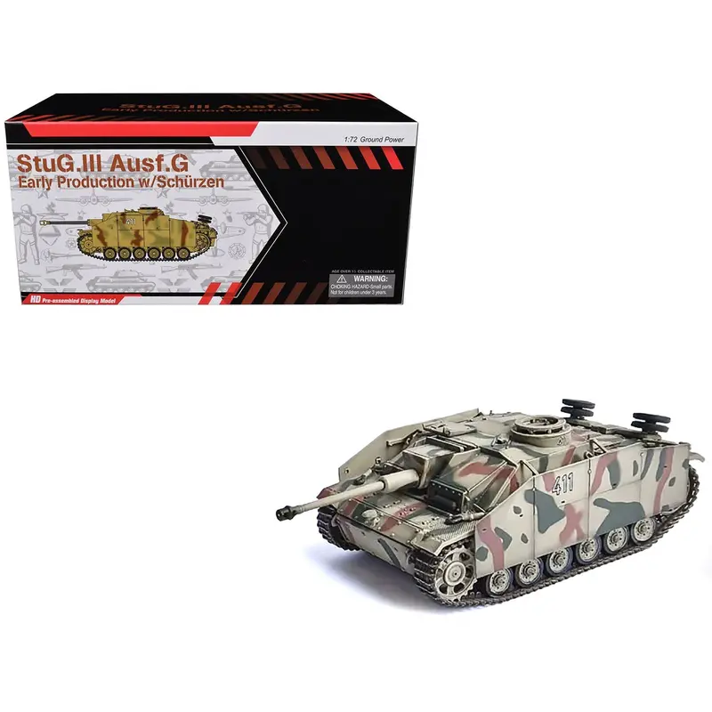 Germany Stug.Iii Ausf.G Early Production Tank With Schurzen #411 "Panzer Abteilung 115 Italy" (1943) "Neo Dragon Armor" Series 1/72 Plastic Model By Dragon Models 1