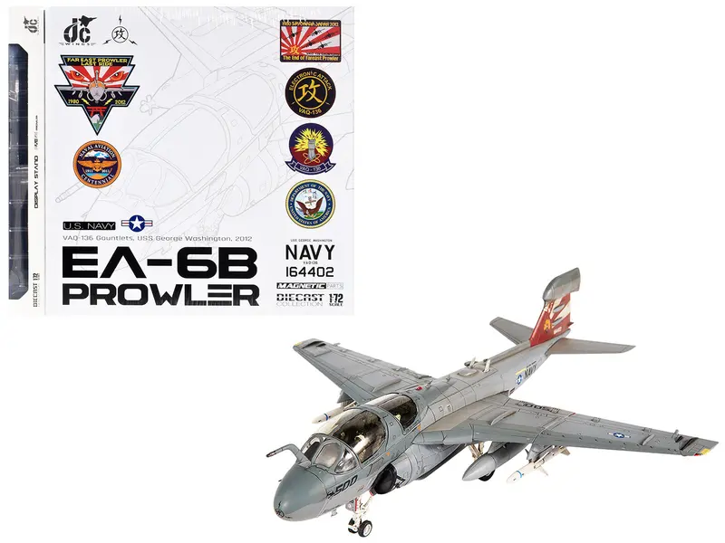 Grumman Ea-6B Prowler Attack Aircraft "Vaq-136 Gauntlets Uss George Washington" (2012) United States Navy 1/72 Diecast Model By Jc Wings 1