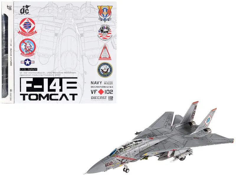 Grumman F-14B Tomcat Fighter Aircraft "Vf-102 Diamondbacks Operation Enduring Freedom" (2001) United States Navy 1/72 Diecast Model By Jc Wings 1