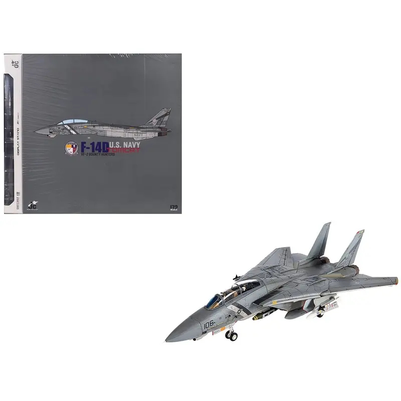 Grumman F-14D Tomcat Fighter Aircraft "Vf-2 Bounty Hunters Ne106" (2002) United States Navy 1/72 Diecast Model By Jc Wings 1