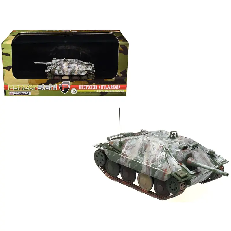 Hetzer (Flamm) Tank Destroyer "17Th Ss Panzergrenadier Division Operation Nordwind" German Army 1/72 Diecast Model By Panzerstahl 1