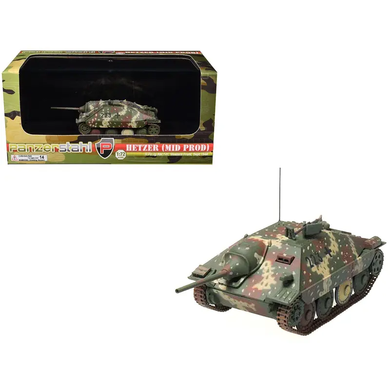 Hetzer (Mid Prod) Tank Destroyer "#223 H.Pz.Jg.Abt 741 Western Front" (1944) German Army 1/72 Diecast Model By Panzerstahl 1