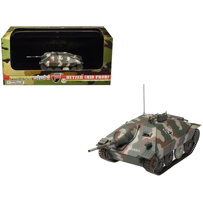 Hetzer (Mid Prod) Tank Destroyer "T-040 Marika 2Nd Hungarian Panzer Division Balaton" (1945) German Army 1/72 Diecast Model By Panzerstahl 1
