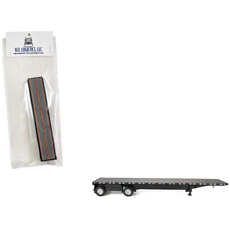 High Boy Spread Axle Flatbed Trailer Black 1/87 (Ho) Plastic Model Car By Ho Logistics 1