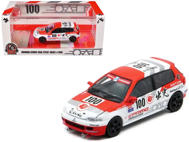 Honda Civic Eg6 Rhd (Right Hand Drive) #100 Osamu Nakako - Hideki Okada "Mugen Honda" "Japanese Touring Car Championship" (1993) 1/64 Diecast Model Car By Bm Creations 1