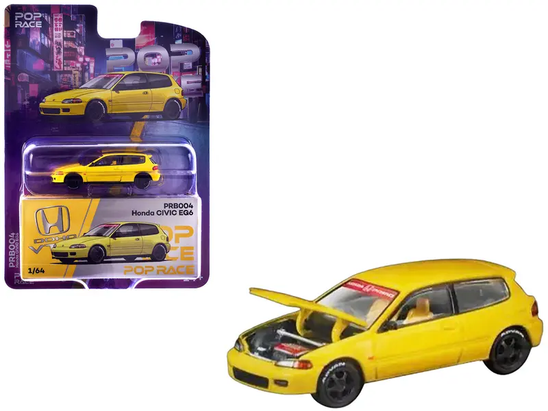 Honda Civic Eg6 Rhd (Right Hand Drive) Yellow "Vancouver 2026 Event Edition" 1/64 Diecast Model Car By Pop Race 1