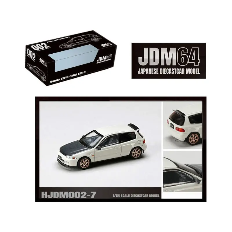Honda Civic (Eg6) Sir-Ii Rhd (Right Hand Drive) Frost White With Carbon Hood "Jdm64" Series 1/64 Diecast Model Car By Hobby Japan 1