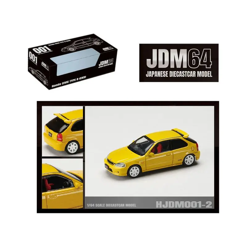 Honda Civic Type R (Ek9) Rhd (Right Hand Drive) Sunlight Yellow "Jdm64" Series 1/64 Diecast Model Car By Hobby Japan 1