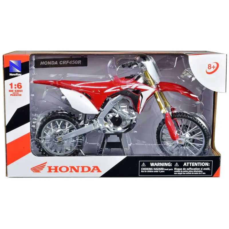 Honda Crf450r Dirt Bike Motorcycle Red And White 1/6 Diecast Model By New Ray 1