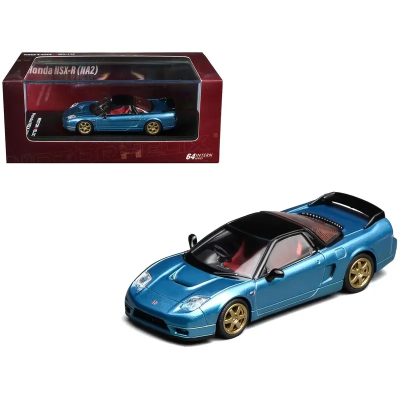Honda Nsx-R (Na2) Rhd (Right Hand Drive) Ice Blue Metallic With Black Top And Red Interior "Intern 64" Series 1/64 Diecast Model Car By Motorhelix 1