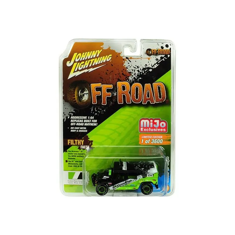 Hummer H1 Wagon #1014 Black And Green "Bfgoodrich" "Off Road" Limited Edition To 3600 Pieces Worldwide 1/64 Diecast Model Car By Johnny Lightning 1