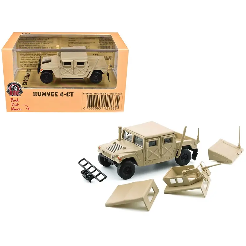 Humvee 4-Ct Military Vehicle Desert Tan With Alternative Tops 1/64 Diecast Model Car By Bm Creations 1