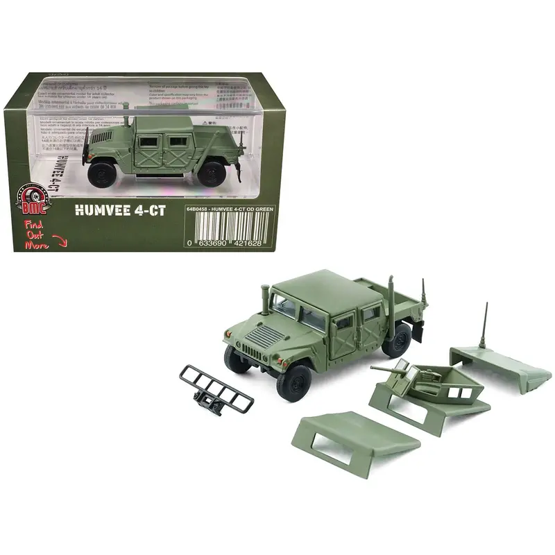 Humvee 4-Ct Military Vehicle Olive Green With Alternative Tops 1/64 Diecast Model Car By Bm Creations 1