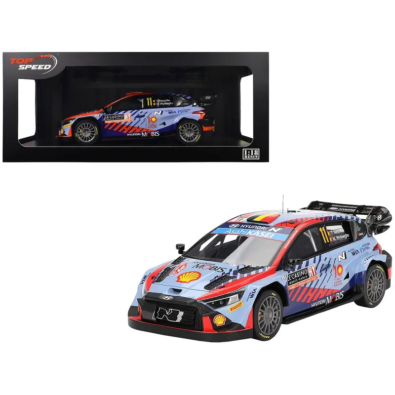 Hyundai I20 N Rally1 Hybrid #11 Thierry Neuville - Martijn Wydaeghe "Hyundai Shell Mobis Wrt"  Winner Wrc "Monte Carlo Rally" (2024) 1/18 Model Car By Top Speed 1