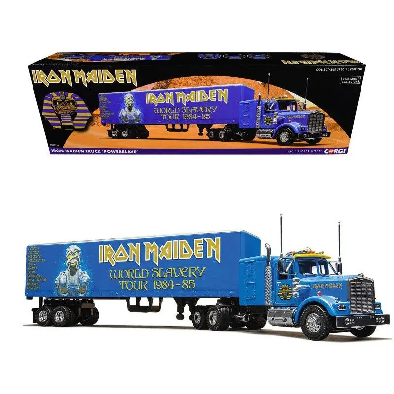 Iron Maiden "Powerslave" Transport Truck Blue "World Slavery Tour 1984-85" 1/50 Diecast Model By Corgi 1