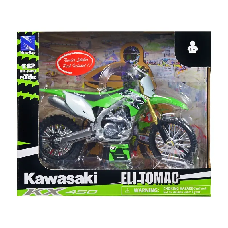 Kawasaki Kx 450 #1 Eli Tomac Green 1/12 Diecast Motorcycle Model By New Ray 1