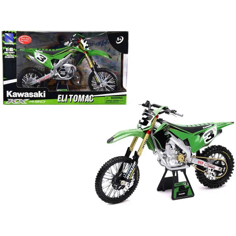 Kawasaki Kx 450F Dirt Bike Motorcycle #3 Eli Tomac Green And Black "Kawasaki Racing Team" 1/6 Diecast Model By New Ray 1