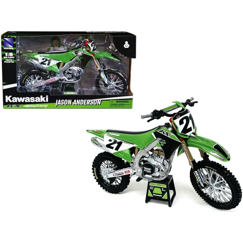 Kawasaki Kx450sr Dirt Bike Motorcycle #21 Jason Anderson Green And Black "Kawasaki Racing Team" 1/6 Model By New Ray 1