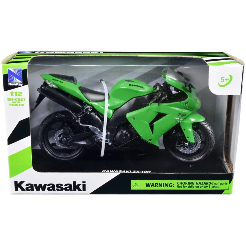 Kawasaki Zx-10R Ninja Motorcycle Green 1/12 Diecast Model By New Ray 1