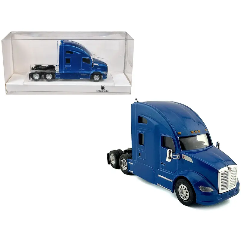 Kenworth T680 Sleeper Cab Blue Metallic 1/87 (Ho) Plastic Model Car By Ho Logistics 1