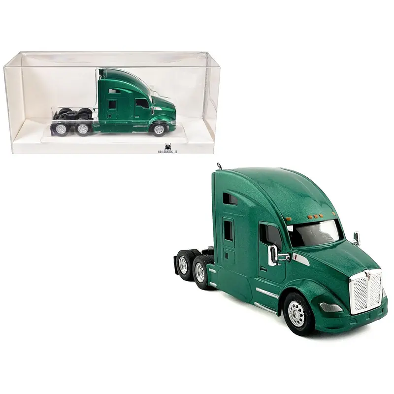 Kenworth T680 Sleeper Cab Green Metallic 1/87 (Ho) Plastic Model Car By Ho Logistics 1