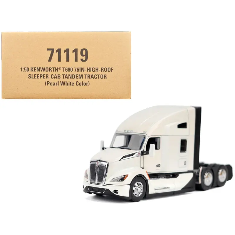 Kenworth T680 Truck Tractor Pearl White "Transport Series" 1/50 Diecast Model By Diecast Masters 1