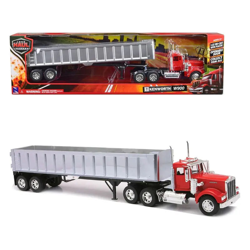 Kenworth W900 Frameless Dump Truck Red And Chrome "Long Haul Trucker" Series 1/32 Diecast Model By New Ray 1