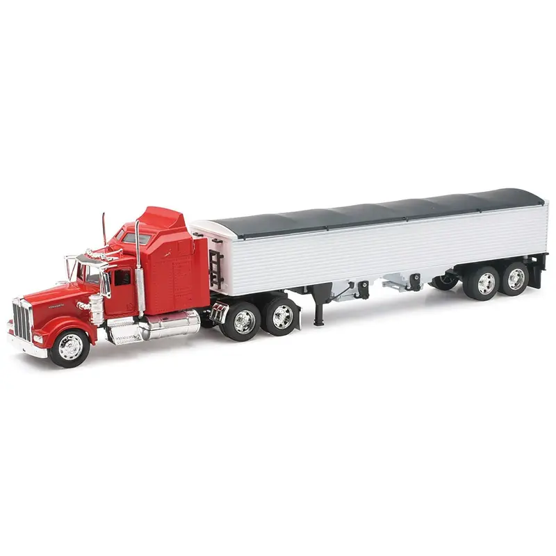 Kenworth W900 Grain Truck Red And White "Long Haul Truckers" Series 1/32 Diecast Model By New Ray 1