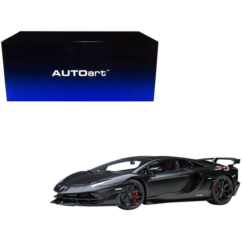Lamborghini Aventador Svj Nero Nemesis Matt Black 1/18 Model Car By Autoart 1