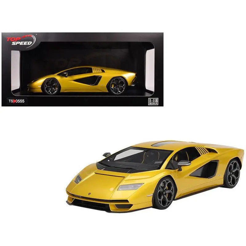 Lamborghini Countach Lpi 800-4 New Giallo Orion Gold Metallic 1/18 Model Car By Top Speed 1