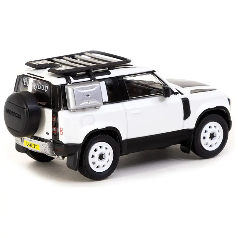 Land Rover Defender 90 White Metallic With Roof Rack "Lamley Special Edition" "Global64" Series 1/64 Diecast Model By Tarmac Works 1