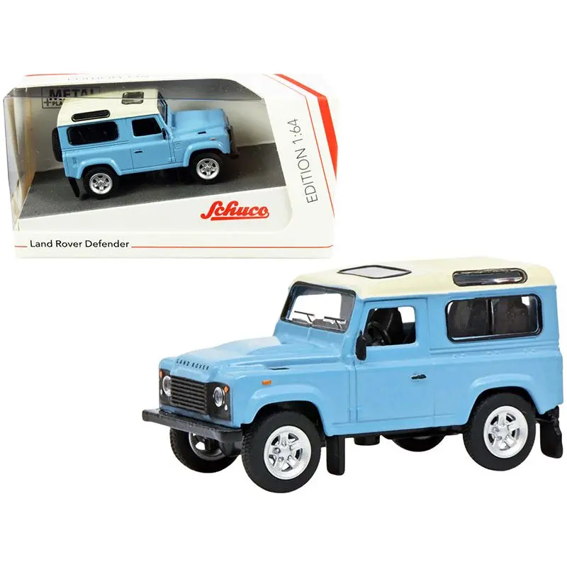 Land Rover Defender Light Blue With Cream Top 1/64 Diecast Model Car By Schuco 1