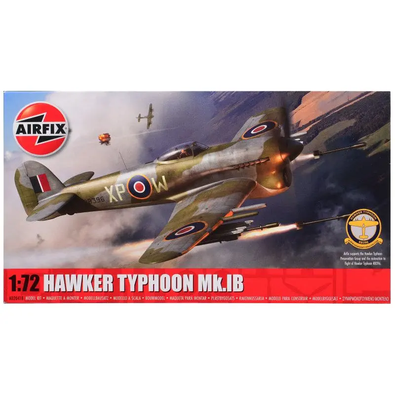 Level 1 Model Kit Hawker Typhoon Mk.Ib Aircraft With 2 Scheme Options 1/72 Plastic Model Kit By Airfix 1