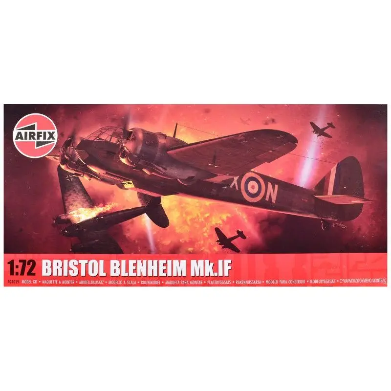 Level 2 Model Kit Bristol Blenheim Mk.If Aircraft With 2 Scheme Options 1/72 Plastic Model Kit By Airfix 1