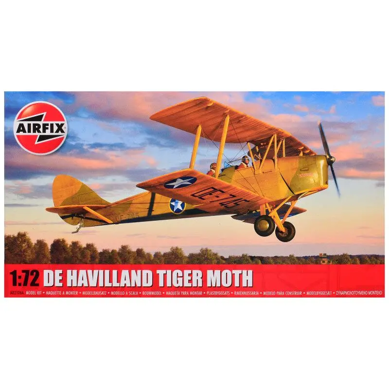 Level 2 Model Kit De Havilland Tiger Moth Aircraft With 2 Scheme Options 1/72 Plastic Model Kit By Airfix 1