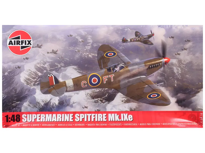 Level 2 Model Kit Supermarine Spitfire Mk.Ixe Fighter Aircraft With 3 Scheme Options 1/48 Plastic Model Kit By Airfix 1