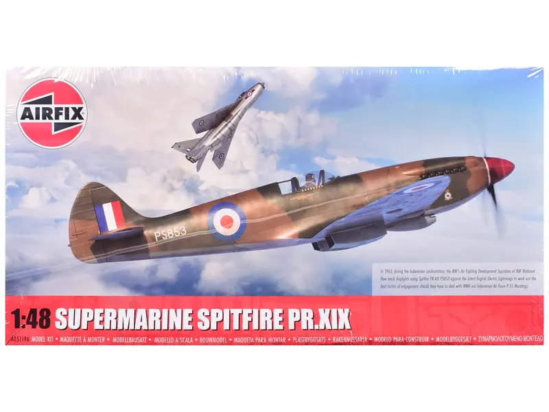 Level 2 Model Kit Supermarine Spitfire Pr.Xix Fighter Aircraft With 3 Scheme Options 1/48 Plastic Model Kit By Airfix 1
