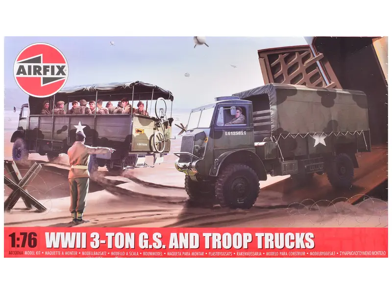 Level 2 Model Kit Wwii 3-Ton General Service And Troop Trucks 1/76 Plastic Model Kit By Airfix 1