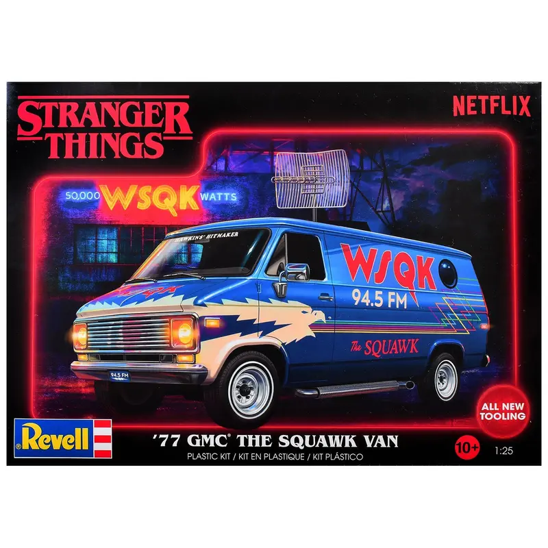 Level 3 Model Kit 1977 Gmc "Wsqk Squawk" Van "Stranger Things" (2016-2025) Tv Series 1/25 Scale Model By Revell 1