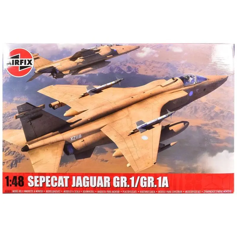 Level 4 Model Kit Sepecat Jaguar Gr.1/Gr.1A Aircraft With 4 Scheme Options 1/48 Plastic Model Kit By Airfix 1