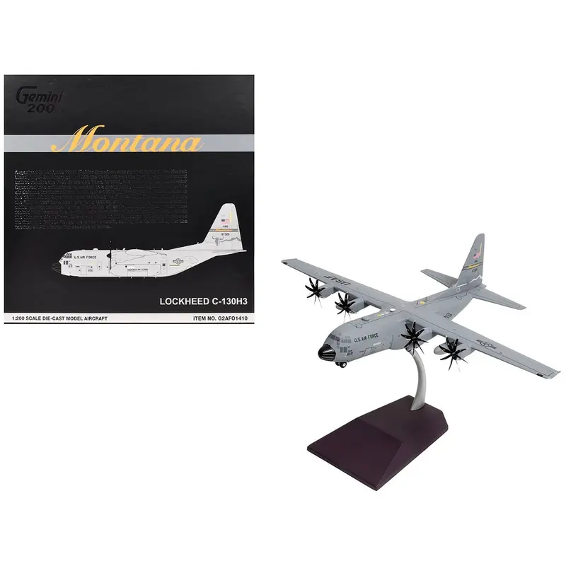 Lockheed C-130H3 Hercules Transport Aircraft "Montana Air National Guard, Great Falls Angb" United States Air Force "Gemini 200" Series 1/200 Diecast Model Airplane By Geminijets 1